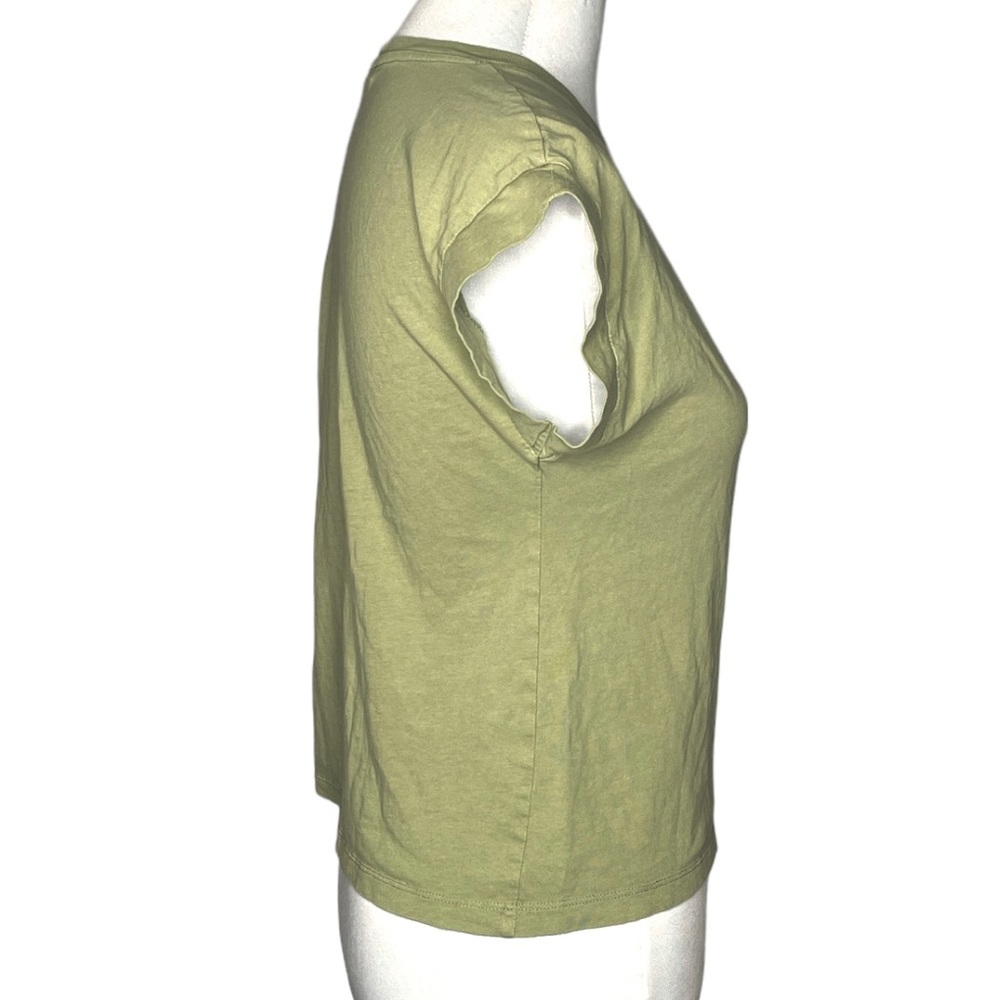 Zara Cropped Short Sleeve TShirt Olive Green Size Small - Picture 8 of 8